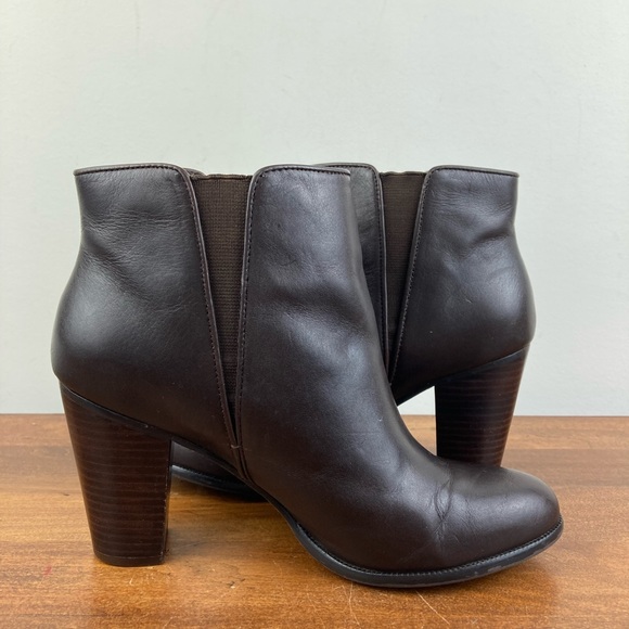 Ann Taylor Leather Ankle Bootie Brown Women’s Size 7M Pull On Boots Heeled. - Picture 7 of 13